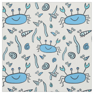 Cute Blue Crabs Zee Animals Shell Pattern Kinder Stof