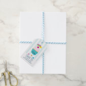 Cute Blue Cupcake met Kawaii Face Birthday Bedankt Cadeaulabel (Met Touw)