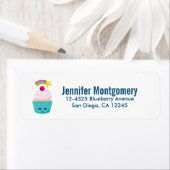 Cute Blue Cupcake met Kawaii Face Etiket (Insitu)