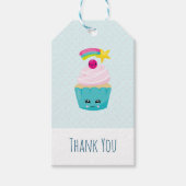 Cute Blue Cupcake met Kawaii Face Hartelijk dank Cadeaulabel (Voorkant)