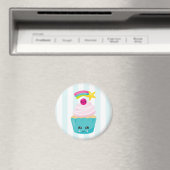 Cute Blue Cupcake met Kawaii Face Magneet (Insitu (Vaatwasser))