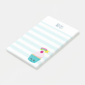 Cute Blue Cupcake met Kawaii Face Post-it® Notes (Schuin)