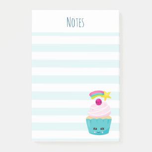 Cute Blue Cupcake met Kawaii Face Post-it® Notes