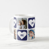 Cute Blue Custom Photo Love Mok with Heart (Voorkant links)