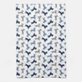 Cute Blue Dachshunds in Damask Theedoek (Verticaal)