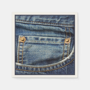 Cute Blue Denim Jeans Pocket Copper Studs Servet