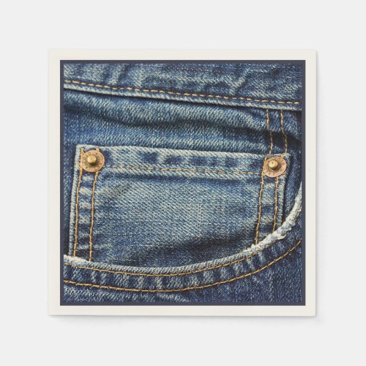 Cute Blue Denim Jeans Pocket Copper Studs Servet (Voorkant)