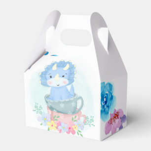 Cute Blue Dinosaur Inside Teacups Boy Baby shower Bedankdoosjes