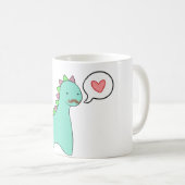 Cute Blue Dinosaur Mustache Koffiemok (Voorkant rechts)