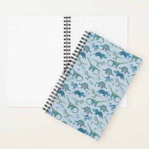 Cute Blue Dinosaur Pattern Notitieboek