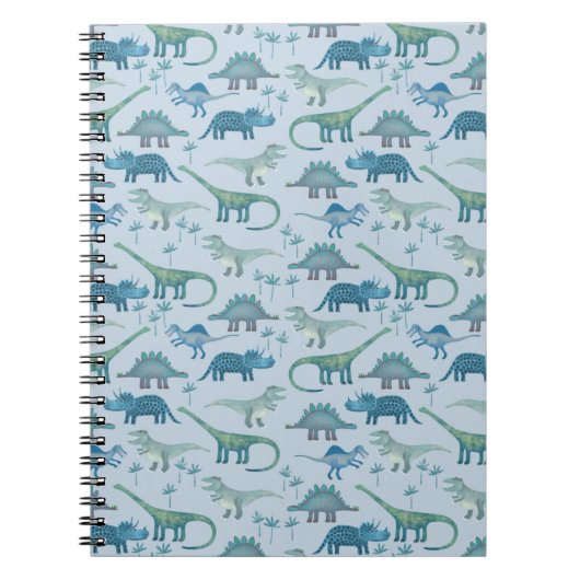 Cute Blue Dinosaur Pattern Notitieboek (Voorkant)