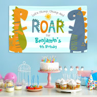 Cute Blue Dinosaurs Stomp Chomp Roar Boy Birthday Spandoek