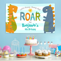 Cute Blue Dinosaurs Stomp Chomp Roar Boy Birthday