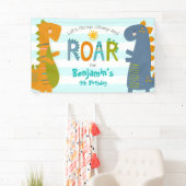 Cute Blue Dinosaurs Stomp Chomp Roar Boy Birthday Spandoek (Insitu)