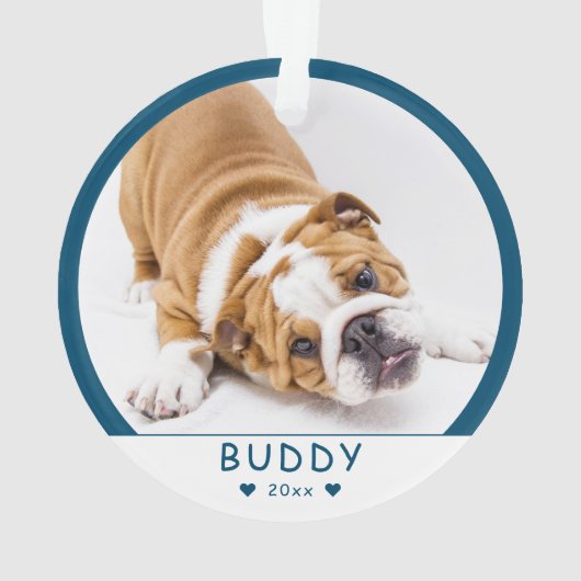 Cute Blue Dog of Pet Photo Ornament (achterkant)