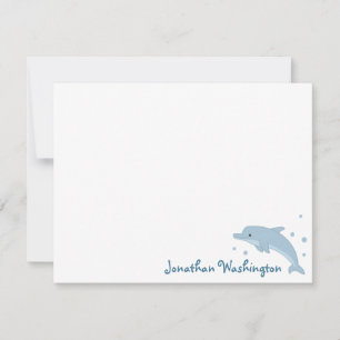 Cute Blue Dolphin Note Card Notitiekaartje
