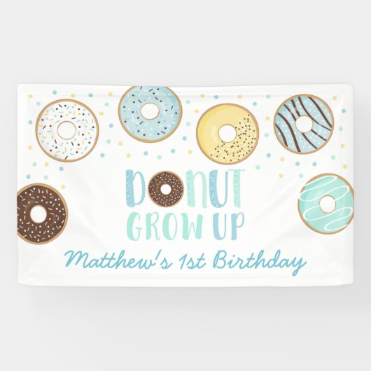 Cute Blue Donut groeit op zaterdag Spandoek (Horizontaal)