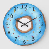 Cute Blue Donut Grote Klok (Voorkant)