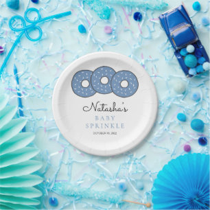 Cute Blue Donuts Baby shower Sprinkle Papieren Bordje