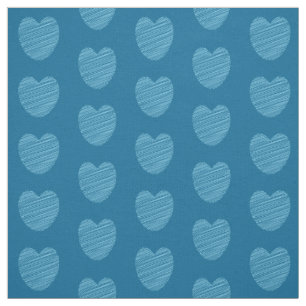Cute Blue Doodle Heart Patroon Stof
