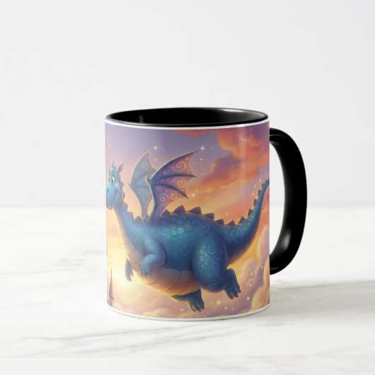 Cute Blue Dragon Fantasy Coffee Mug  (Devant droit)