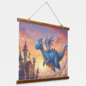 Cute Blue Dragon Fantasy Throw Pillow Hangend Wandkleed (Gebogen)