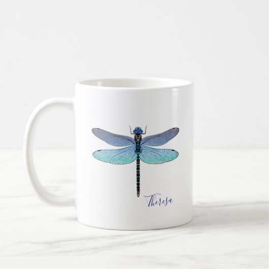 Cute Blue Dragonfly Mugs Café Tasses (Gauche)