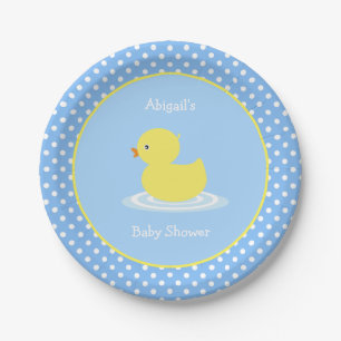 Cute Blue Duck Baby shower Papieren Bordje