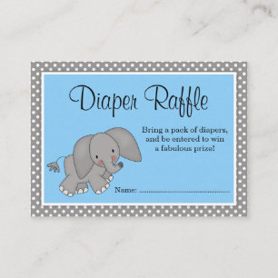 Cute Blue Elephant Baby shower Diaper Raffle Informatiekaartje