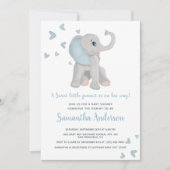 Cute Blue Elephant Baby shower Waterverf Kaart (Voorkant)