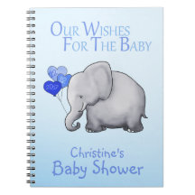 Cute Blue Elephant Boy Baby shower wenst Baby