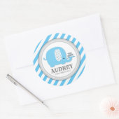 Cute Blue Elephant Boy First Birthday Baby shower Ronde Sticker (Envelop)