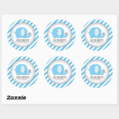 Cute Blue Elephant Boy First Birthday Baby shower Ronde Sticker (Vel)