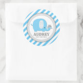 Cute Blue Elephant Boy First Birthday Baby shower Ronde Sticker (Tas)