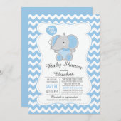 Cute Blue Elephant Boys Baby shower Invitation (Devant / Derrière)