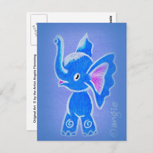 Cute Blue Elephant Briefkaart (Voorkant / Achterkant)