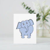 Cute Blue Elephant Cartoon. Briefkaart (Staand voorkant)
