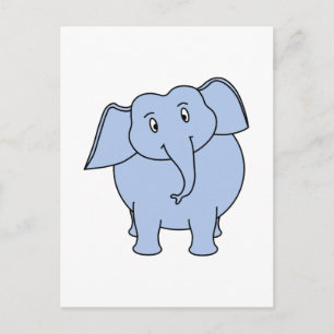 Cute Blue Elephant Cartoon. Briefkaart