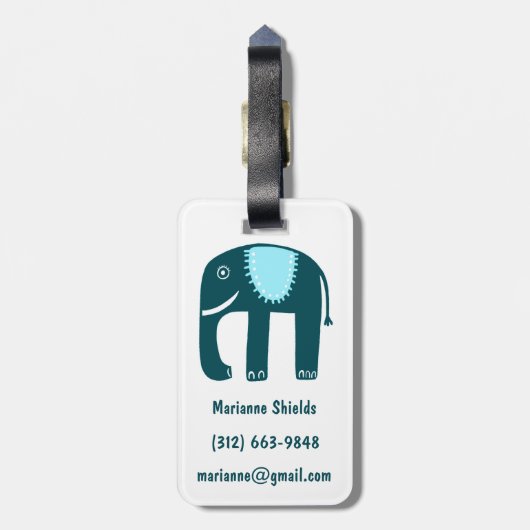 Cute Blue Elephants Pattern GEPERSONALISEERD Bagagelabel (Achterkant verticaal)