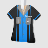 Cute Blue en Black Bowling Shirt Ornament (voorkant)