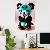 Cute blue en brown koala plush speelgoed | AI Art. Poster (Thuiskantoor)