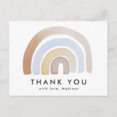 Cute Blue en Brown Waterverf Rainbow Hartelijk dan Briefkaart (Voorkant)
