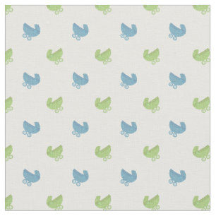 Cute Blue en Green Baby Buggy Pattern Stof