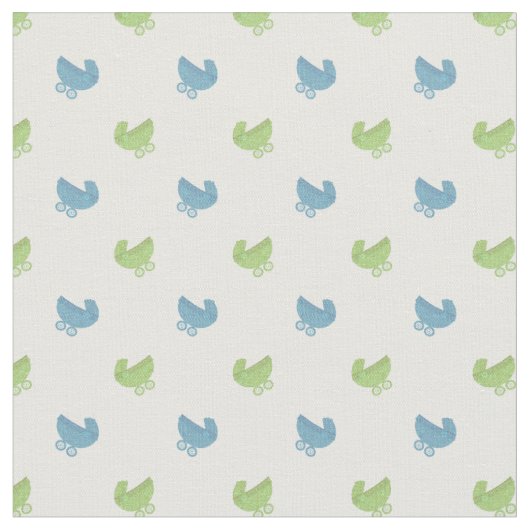 Cute Blue en Green Baby Buggy Pattern Stof (Close Up)