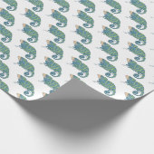Cute Blue en Green Chameleon Lizard Gift Wrap Cadeaupapier (Hoek)