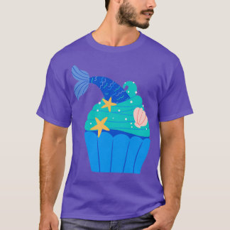 Cute Blue en Green Mermaid Cupcake T-shirt