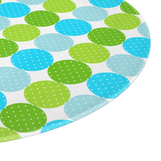 Cute Blue en Green Polka Dot Pattern Snijplank (Hoek)