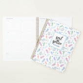 Cute Blue en Leaves Pattern met Hearts Planner (Display)