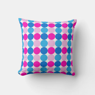 Cute Blue en Pink Polka Dot Pattern Kussen