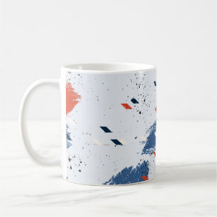 Cute Blue en Red Paint Splash and Bruske Strokes Koffiemok